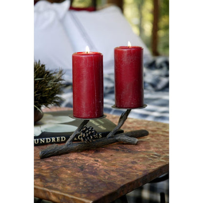 Stone County Ironworks 14" 904-074 Pine Iron Double Candle Holder