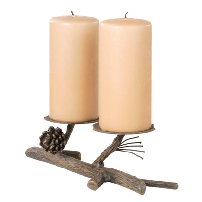 Stone County Ironworks 14" 904-074 Pine Iron Double Candle Holder