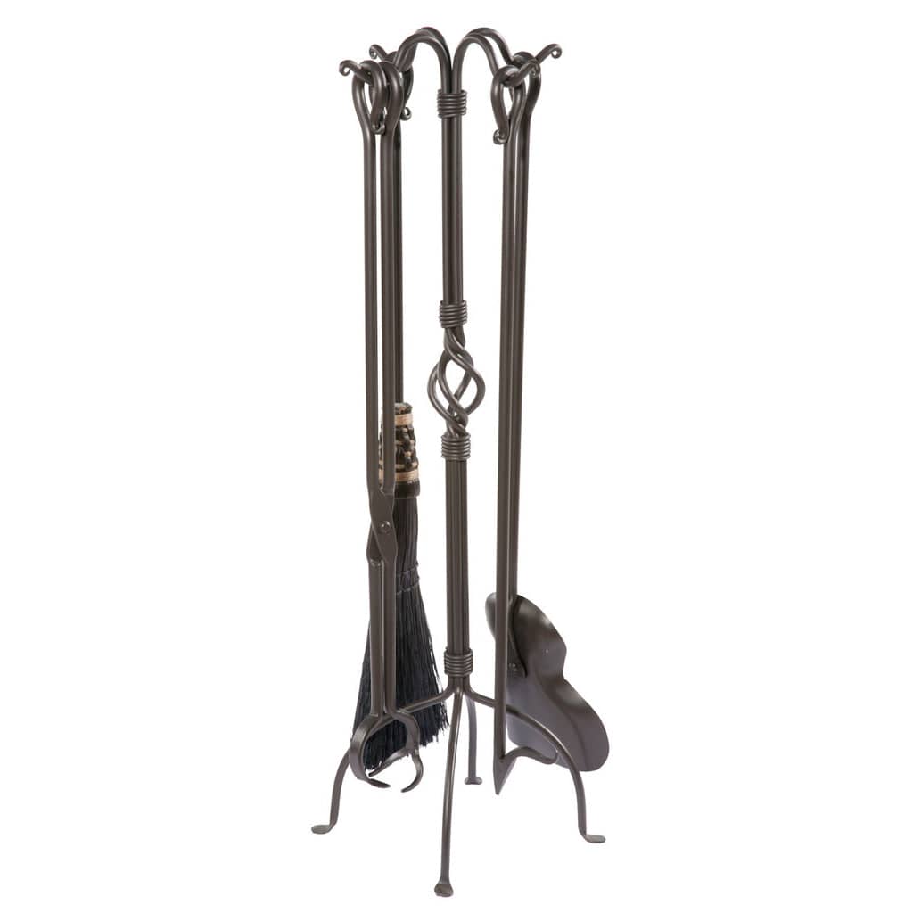 Stone County Ironworks 34" 900-390 5-Piece Basketweave Fireplace Tool Set w/ Black Broom