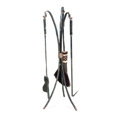 Stone County Ironworks 36" 906-042 3-Piece Studio Series Standing Fireplace Tool Set w/ Natural Broom