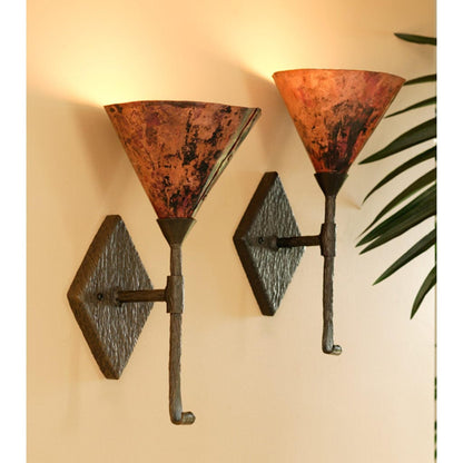 Stone County Ironworks 8" 904-450 Cedarvale Iron Single Wall Sconce w/ Copper Shade