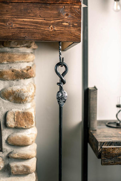 Stone County Ironworks Evening Shade 30" Chalk White Hand-Forged Iron Fire Poker With Gold Iron Accent