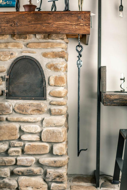 Stone County Ironworks Evening Shade 30" Hand Rubbed Ivory Hand-Forged Iron Fire Poker With Pewter Iron Accent