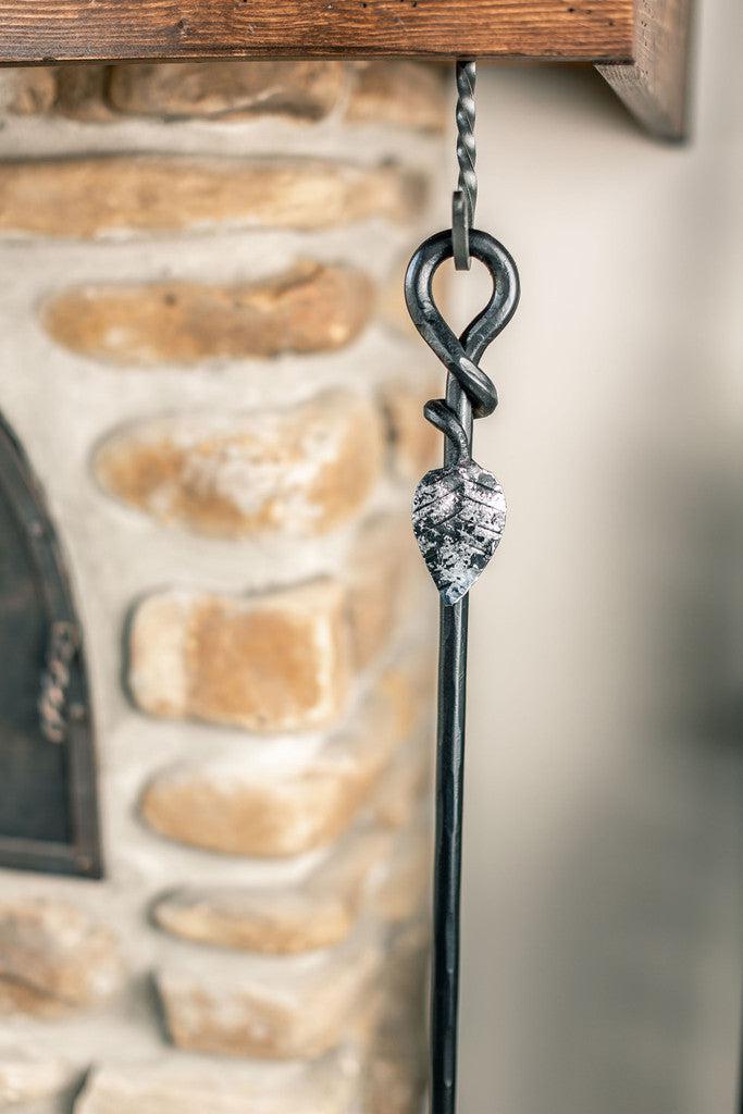 Stone County Ironworks Evening Shade 30" Hand Rubbed Pewter Hand-Forged Iron Fire Poker With Copper Iron Accent