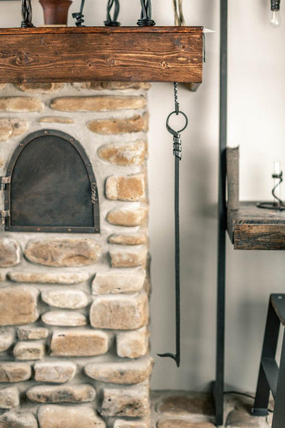 Stone County Ironworks Square Loop 30" Burnished Gold Hand-Forged Iron Fire Poker With Pewter Iron Accent