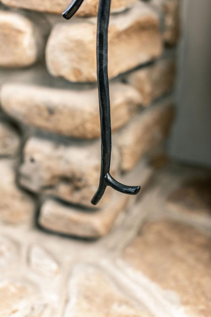 Stone County Ironworks Sylamore 30" Hand Rubbed Pewter Hand-Forged Iron Branch Fire Poker With Gold Iron Accent