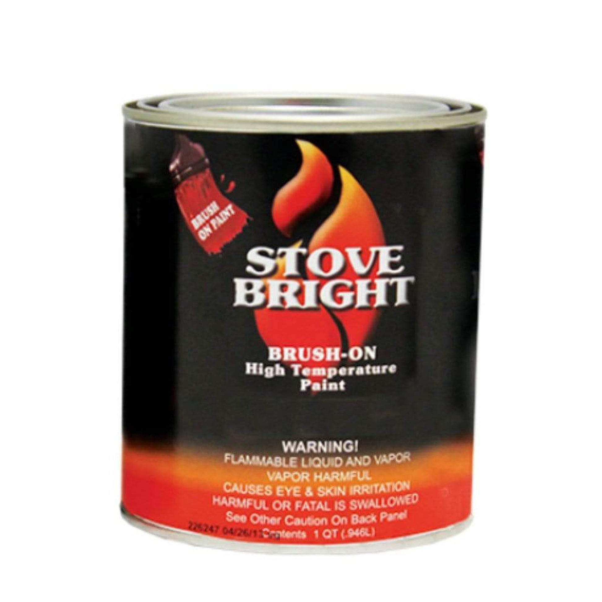 Stove Bright 1 pint Satin Black Brush On High Temperature Paint - 6/Case