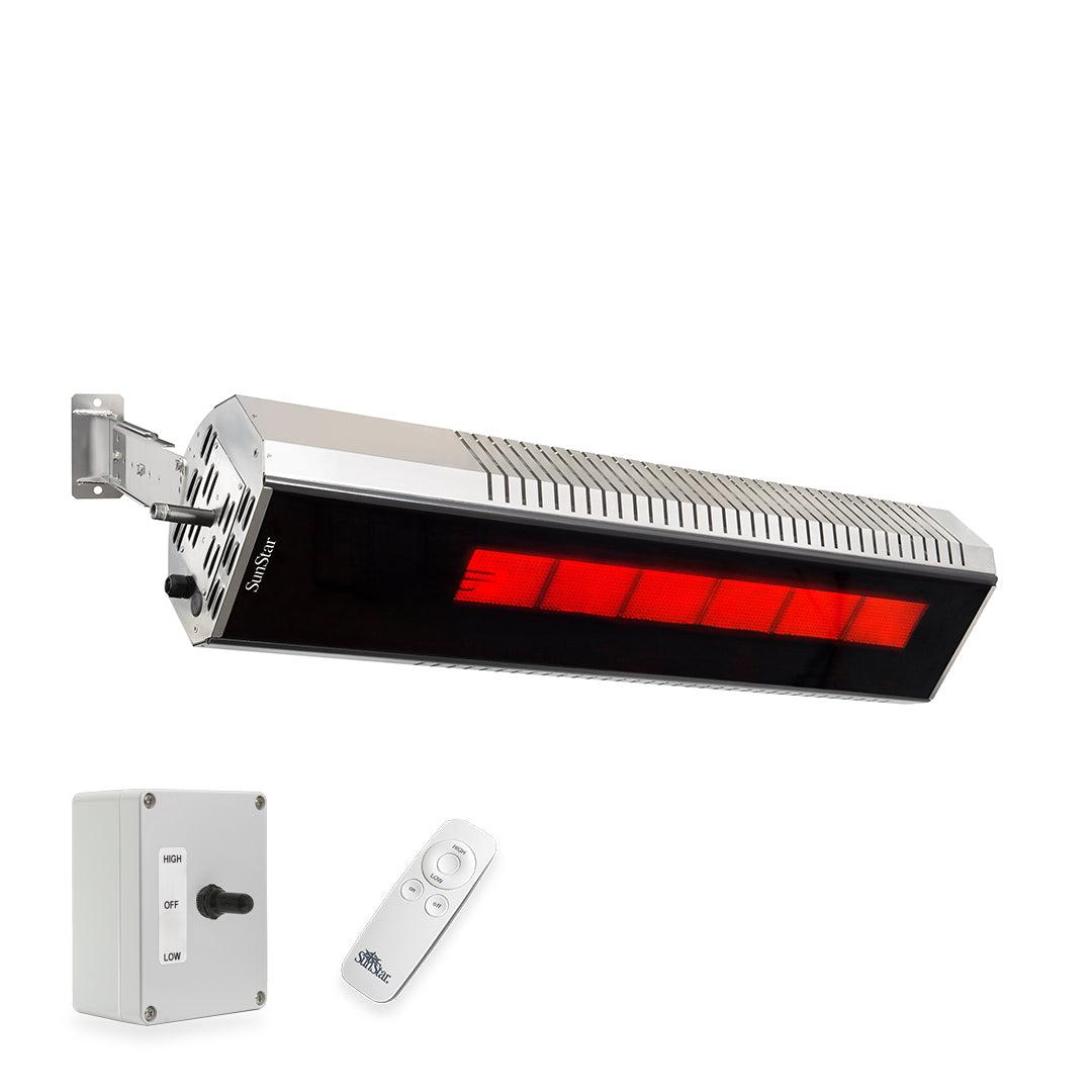 SunStar MGL Series 48" Two-Stage Natural Gas Infrared Patio Heater with Fixed Mounting Kit and Wireless Remote Control