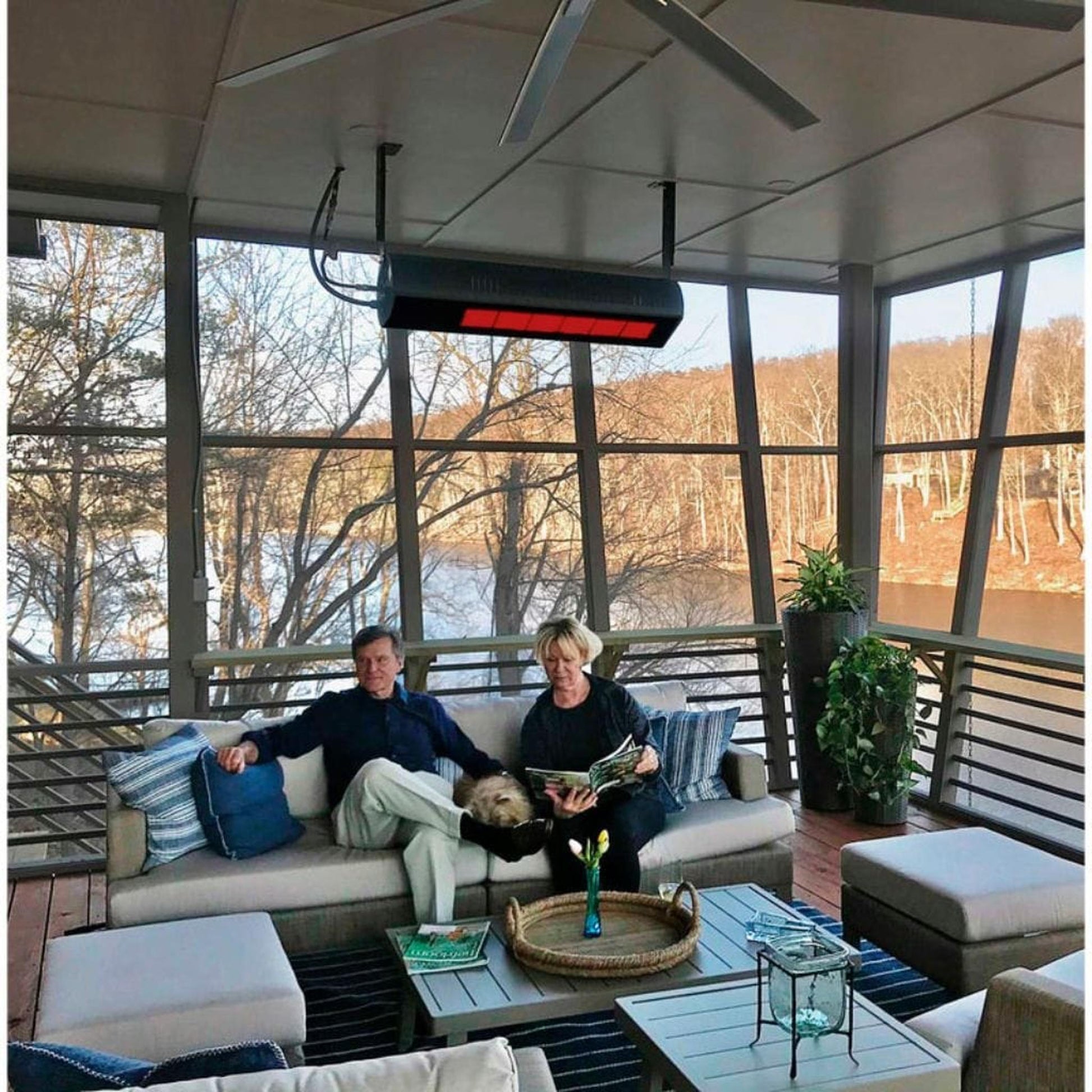 SunStar SGL Glass Series 48" 35000 BTU/hr Black Infrared Patio Heater With Propane Gas