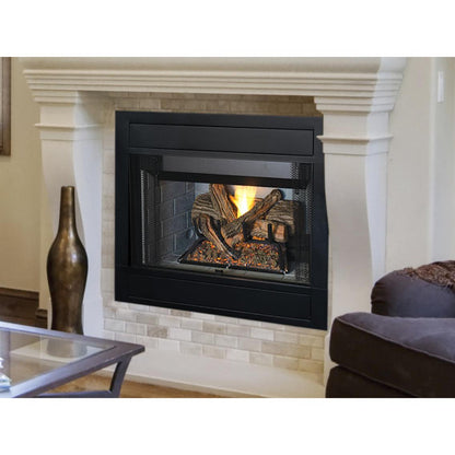 Superior BRT4336 36" Traditional B-Vent Natural Gas Fireplace With Millivolt Ignition and White Stacked Refractory Panels