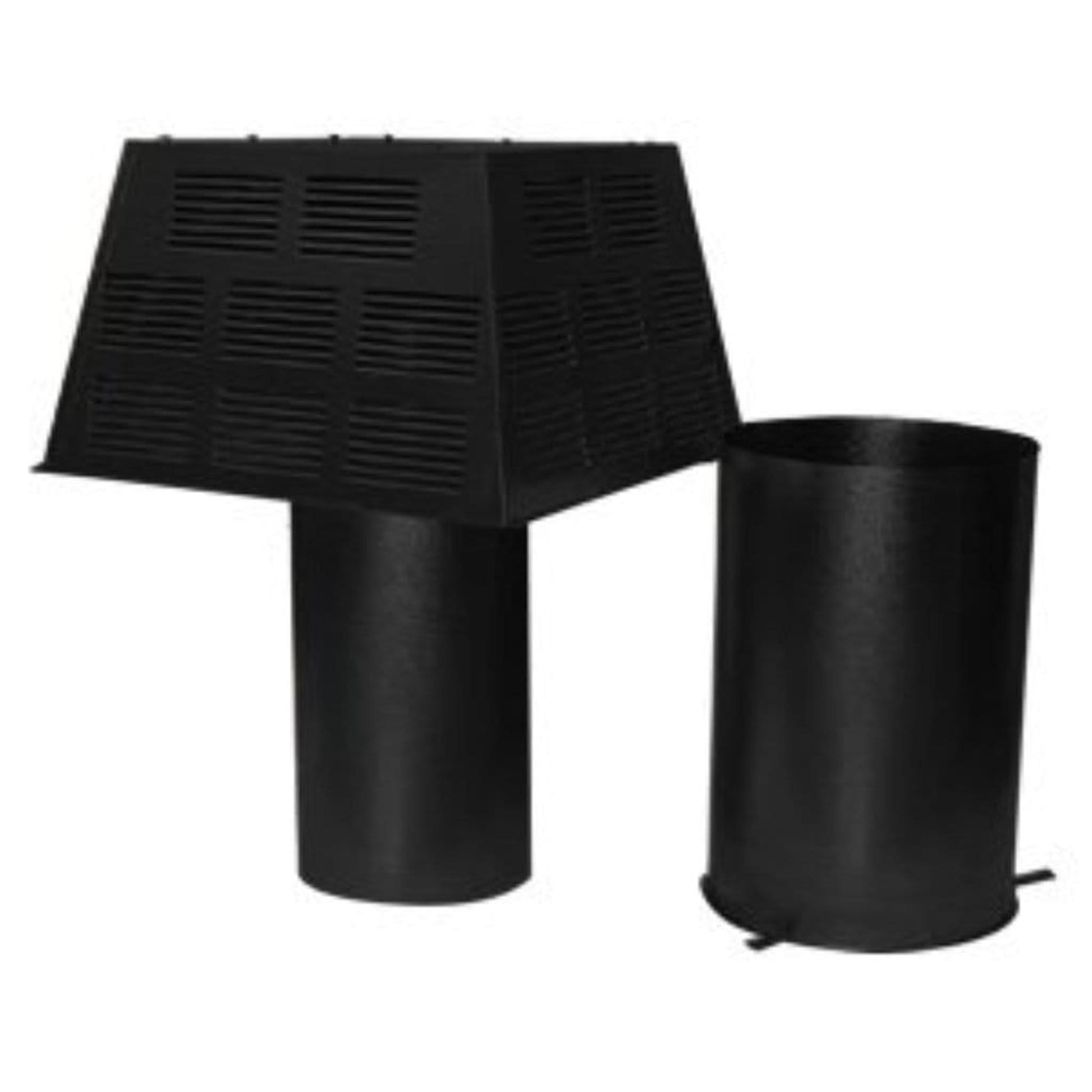 Superior Black Square Top Termination Cap With Slip Section for 8" Wood Burning Chimney