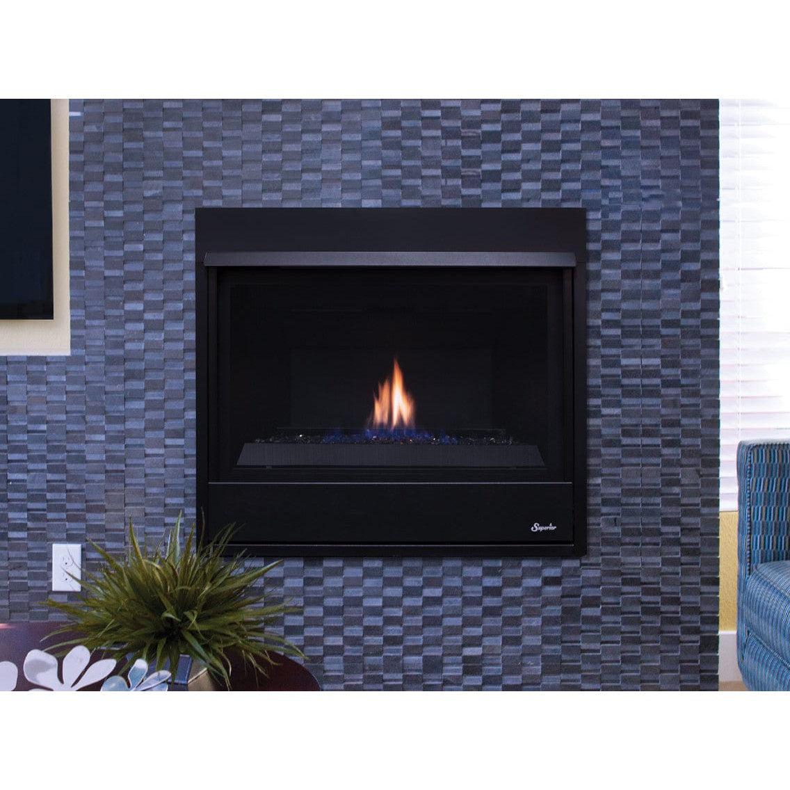 Superior DRC2033 33" Contemporary Direct Top Vent Natural Gas Fireplace With Electronic Ignition