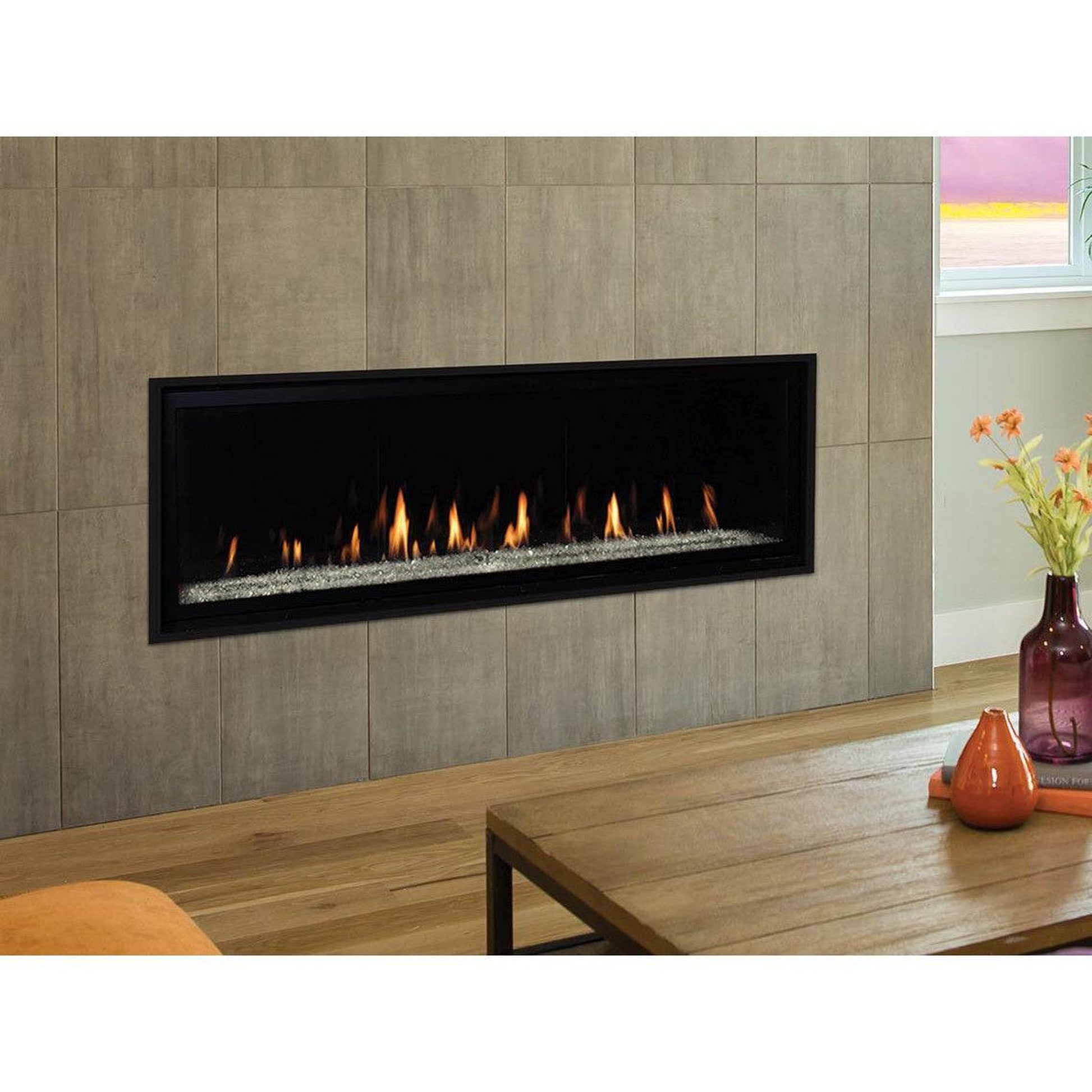 Superior DRL6048 48" Linear Contemporary Direct Vent Natural Gas Fireplace With Electronic Ignition