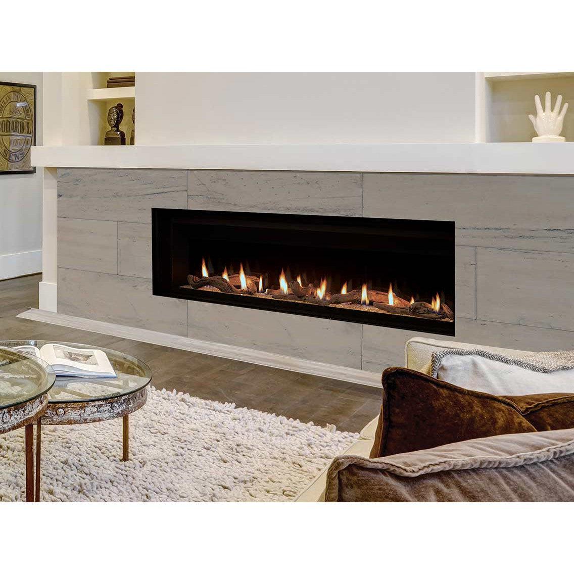 Superior DRL6084 84" Linear Contemporary Direct Vent Natural Gas Fireplace With Electronic Ignition