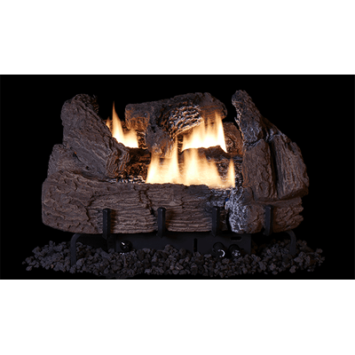 Superior Double-Flame 18"/24" Dual Yellow Vent-Free Natural Gas Log Burner With Manual Control