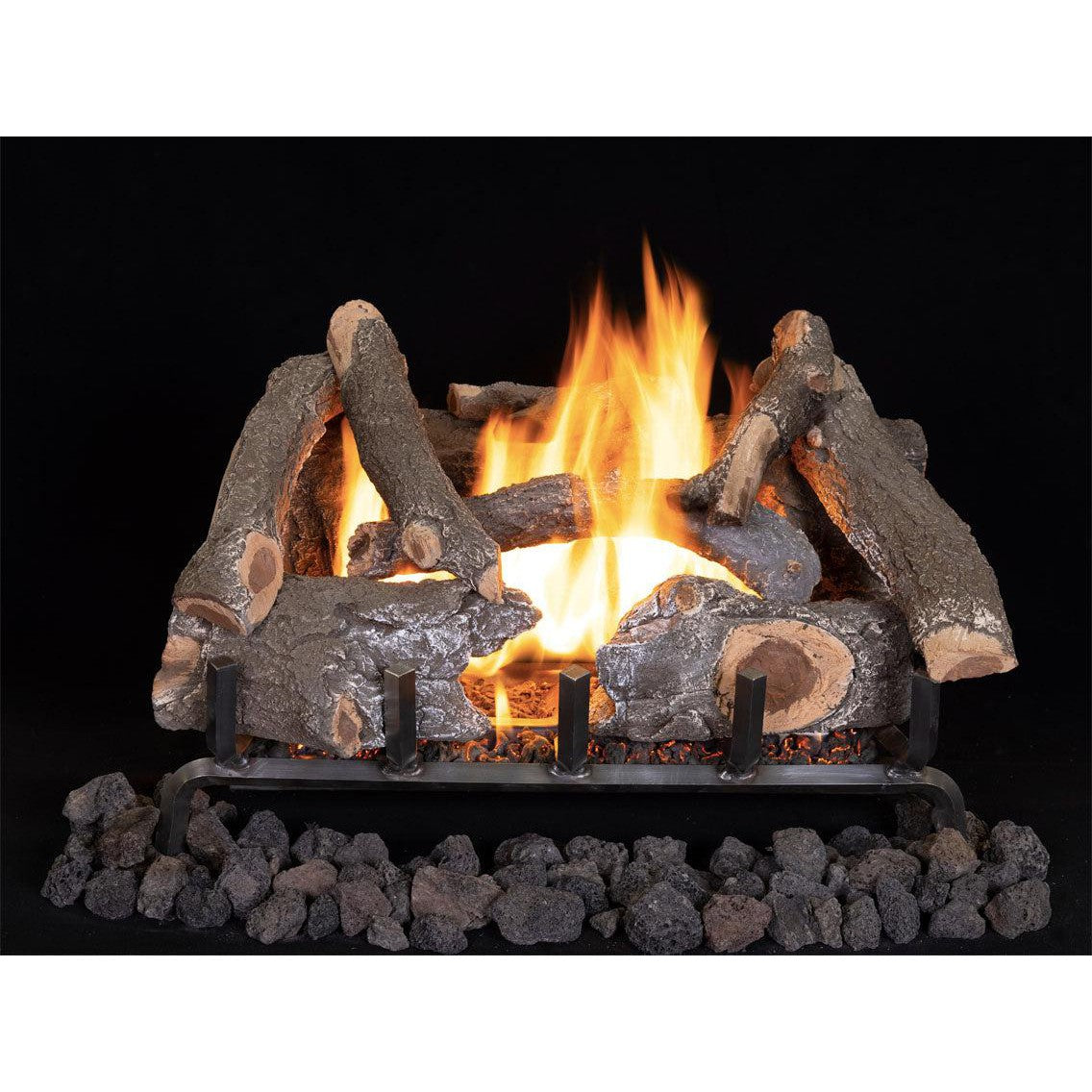 Superior Dual-Burner Ozark Charred Oak 24" 8-Piece Outdoor Vented Gas Log Set