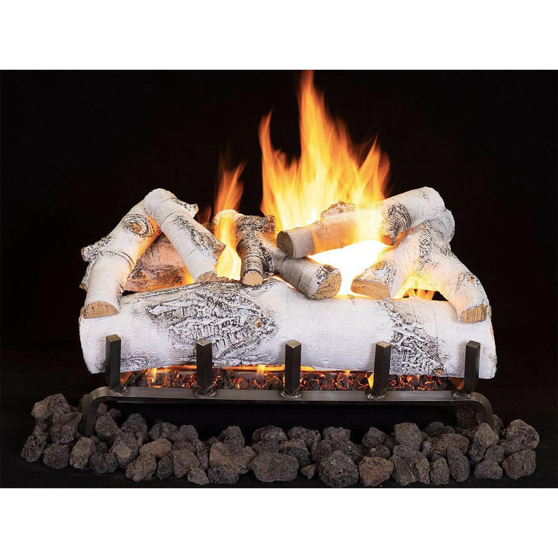 Superior Dual-Burner Series Ashton White Birch 36" 9-Piece Outdoor Vented Gas Log Set
