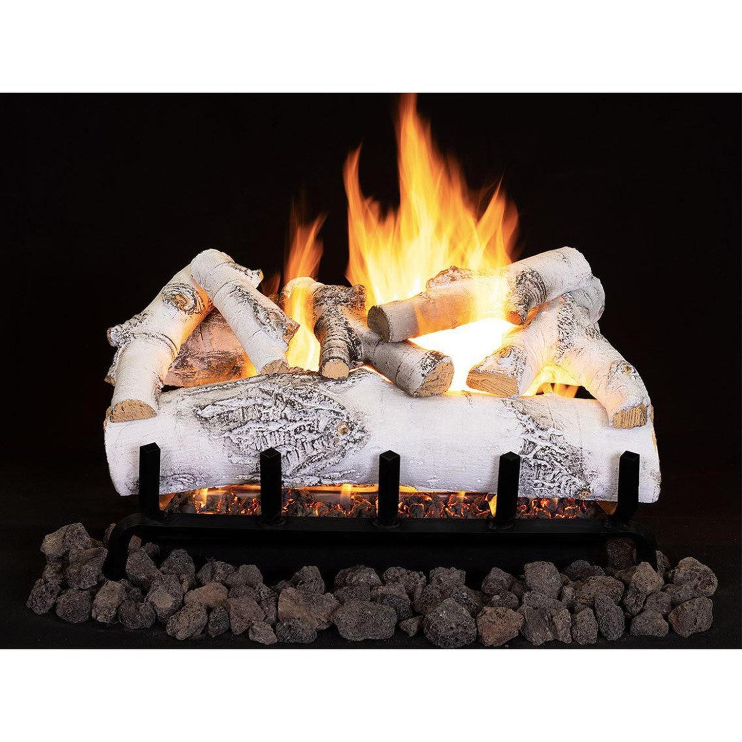 Superior Dual-Burner Series Ashton White Birch 36" 9-Piece Vented Gas Log Set