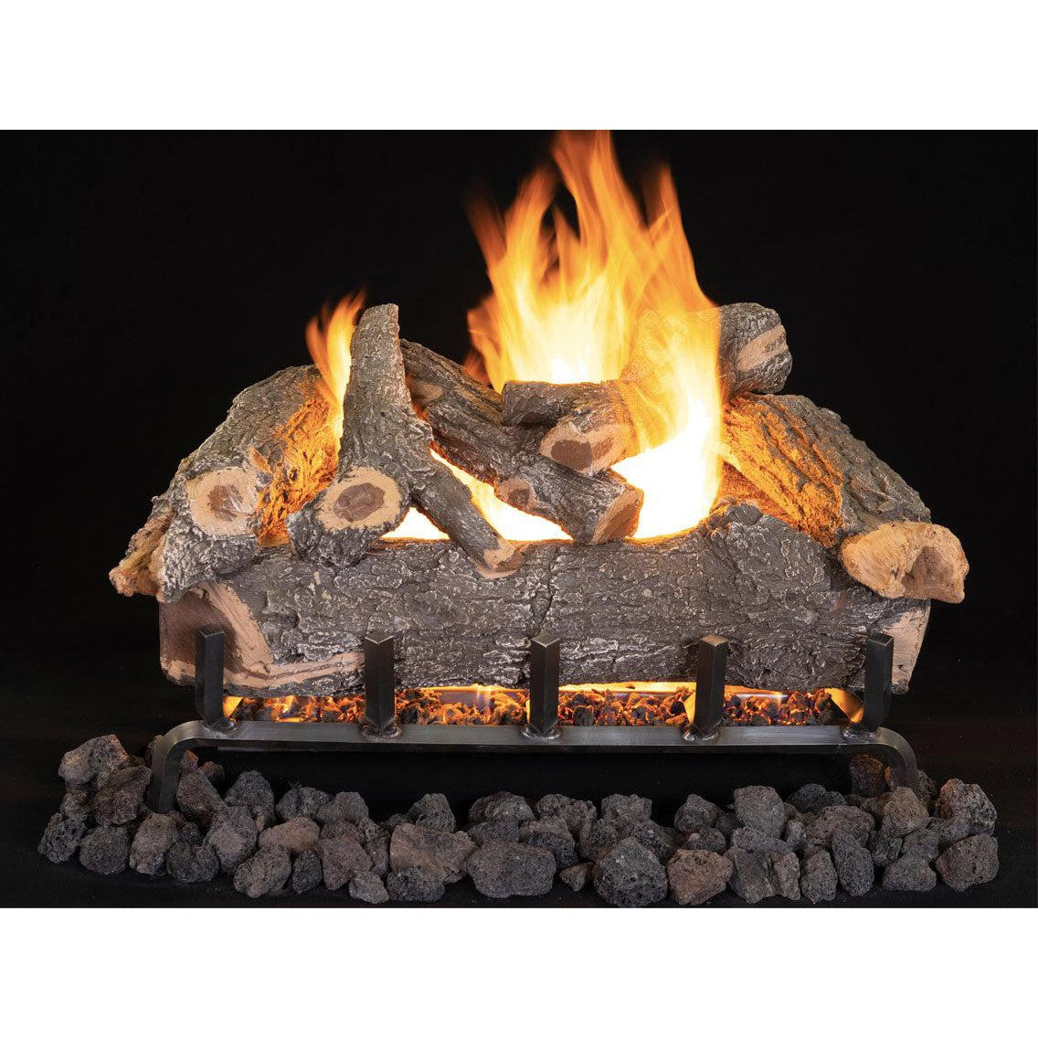 Superior Dual-Burner Smoky Weathered Oak 24" 7-Piece Outdoor Vented Gas Log Set