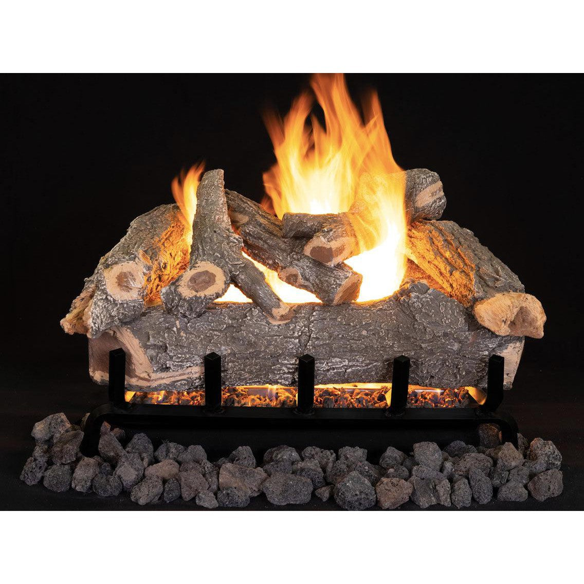 Superior Dual-Burner Smoky Weathered Oak 24" 7-Piece Vented Gas Log Set