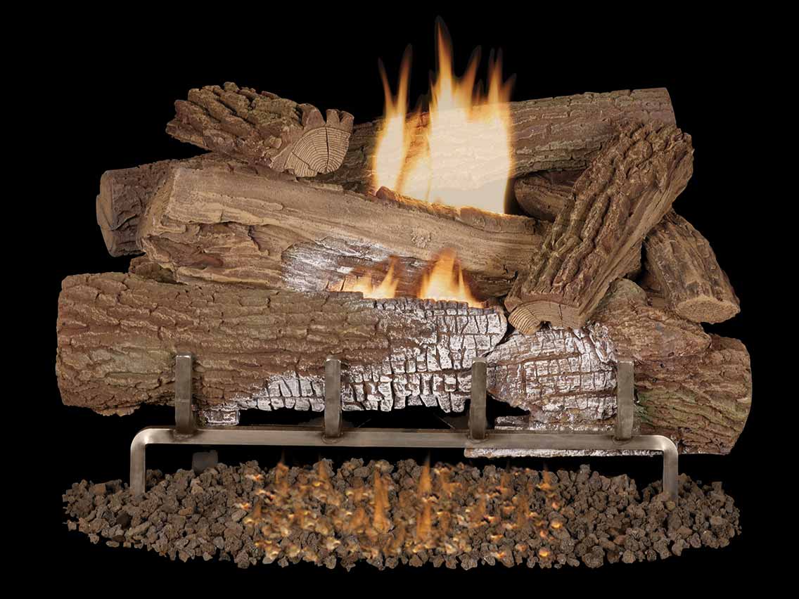 Superior Mega-Flame Mossy Oak 30" Concrete Outdoor Vent-Free Gas Log Set