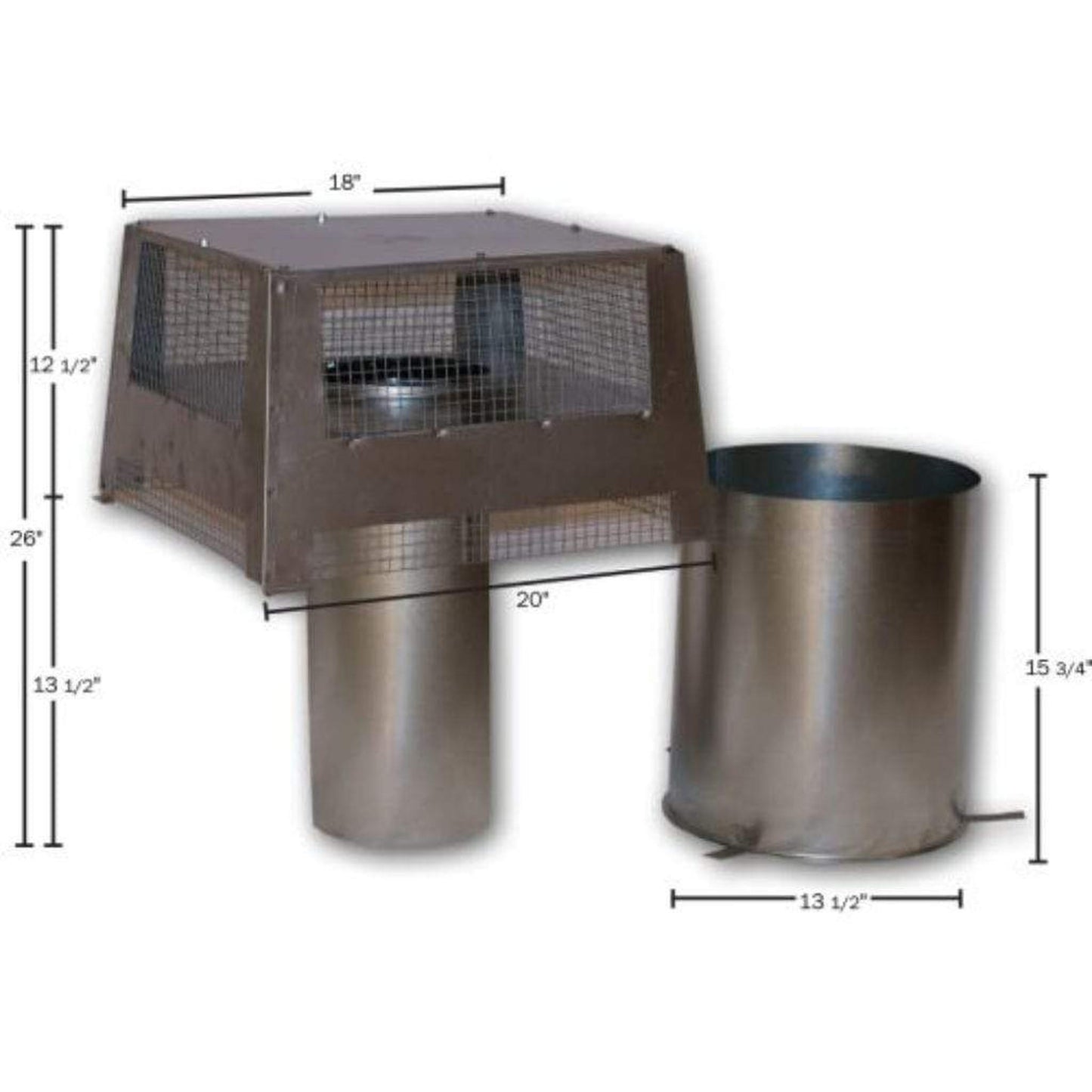 Superior Square Top Termination Cap With Slip Section for 8" Wood Burning Chimney