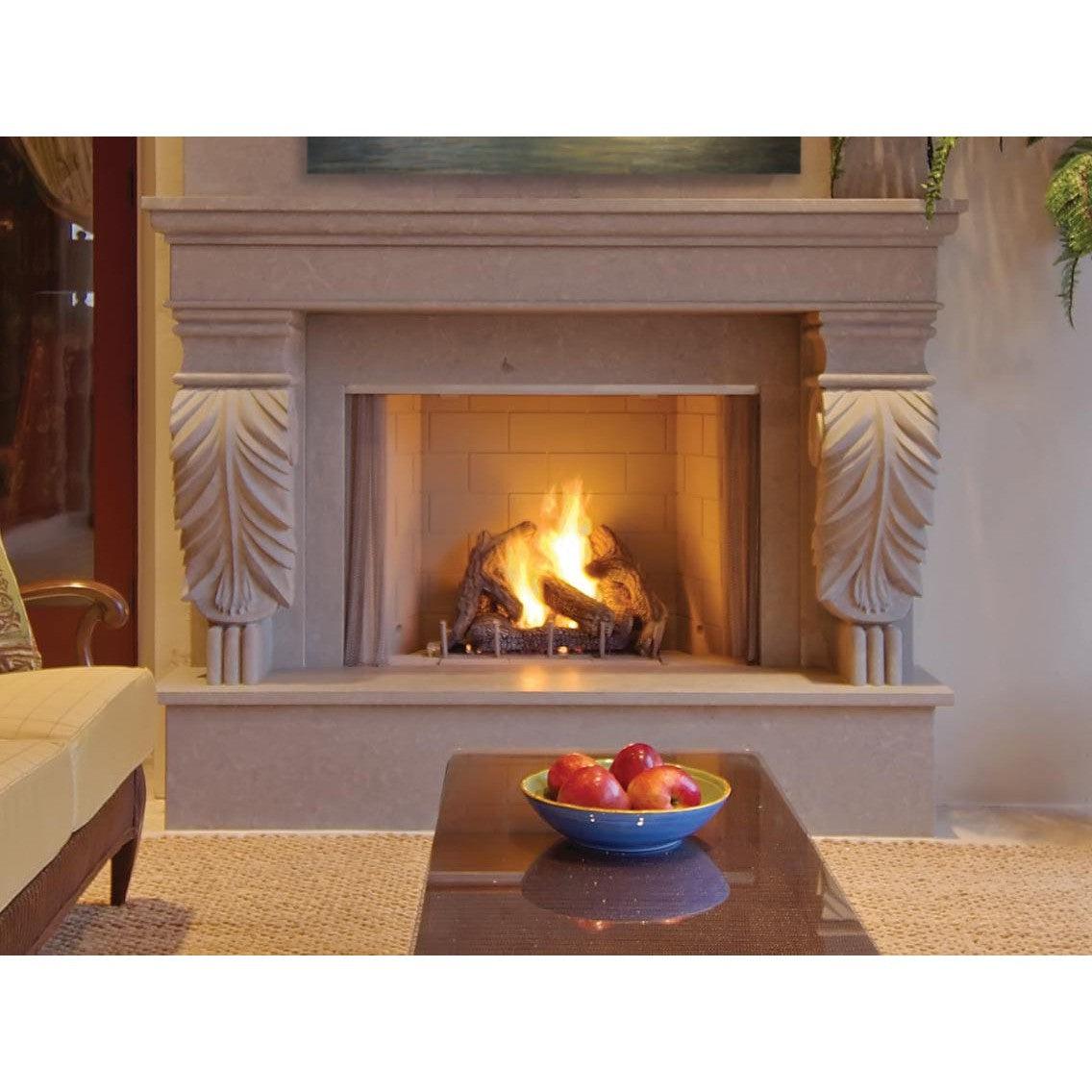 Superior VRE4336 36" Traditional Outdoor Vent-Free Natural Gas Fireplace With White Herringbone Refractory Panels