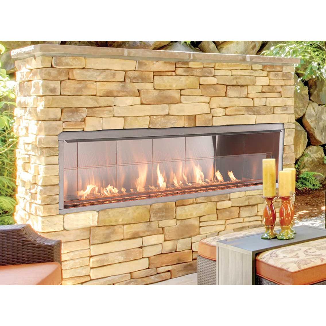 Superior VRE4636 36" Linear Contemporary Outdoor Vent-Free Natural Gas Fireplace With Electronic Ignition