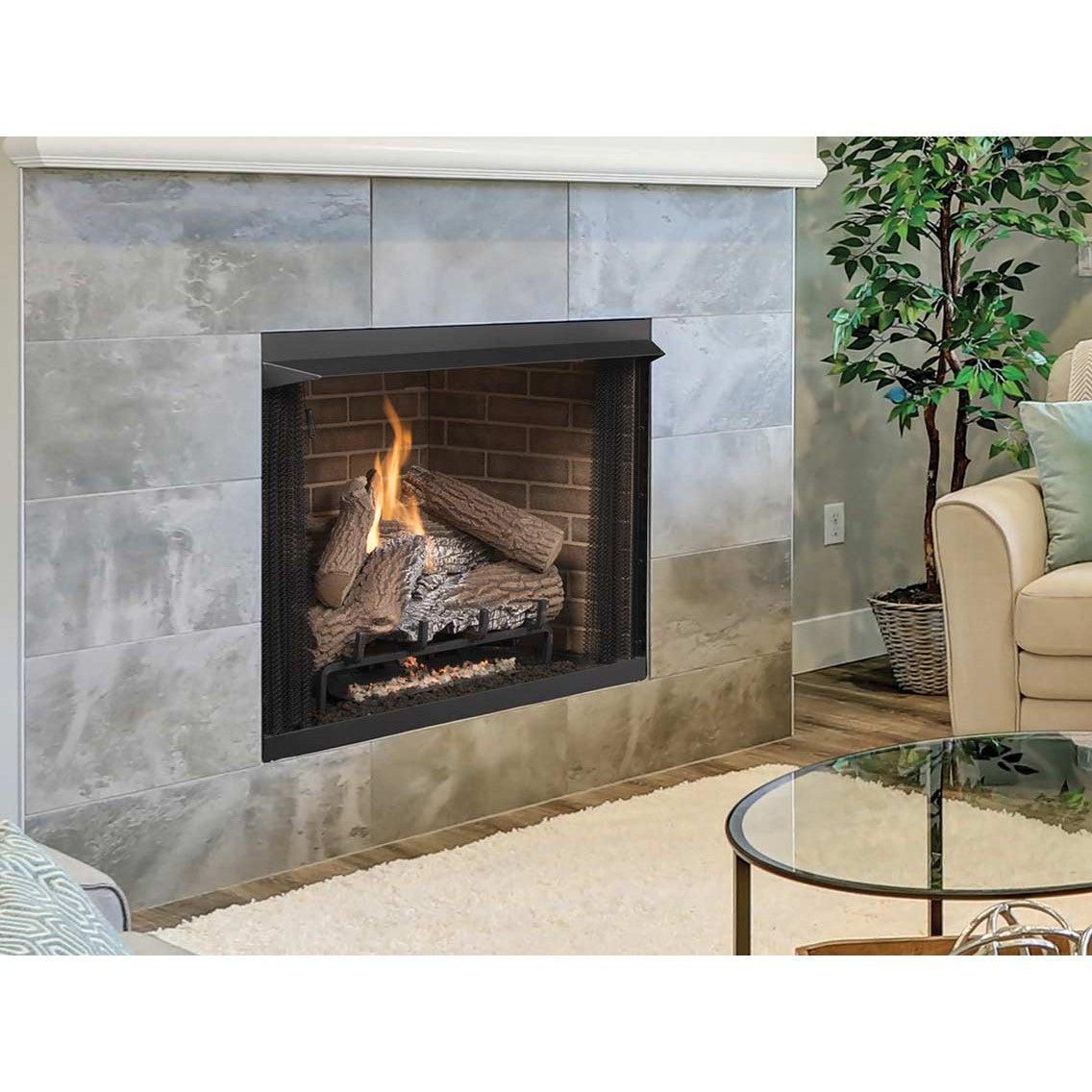 Superior VRT3132 32" Traditional Vent-Free Gas Fireplace With Back Bay Brown Fiber Liners and Black Metal Floor