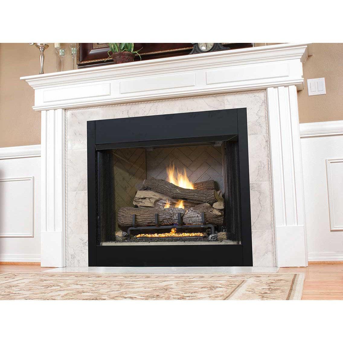 Superior VRT3536 36" Traditional Vent-Free Gas Fireplace With White Herringbone Refractory Panels