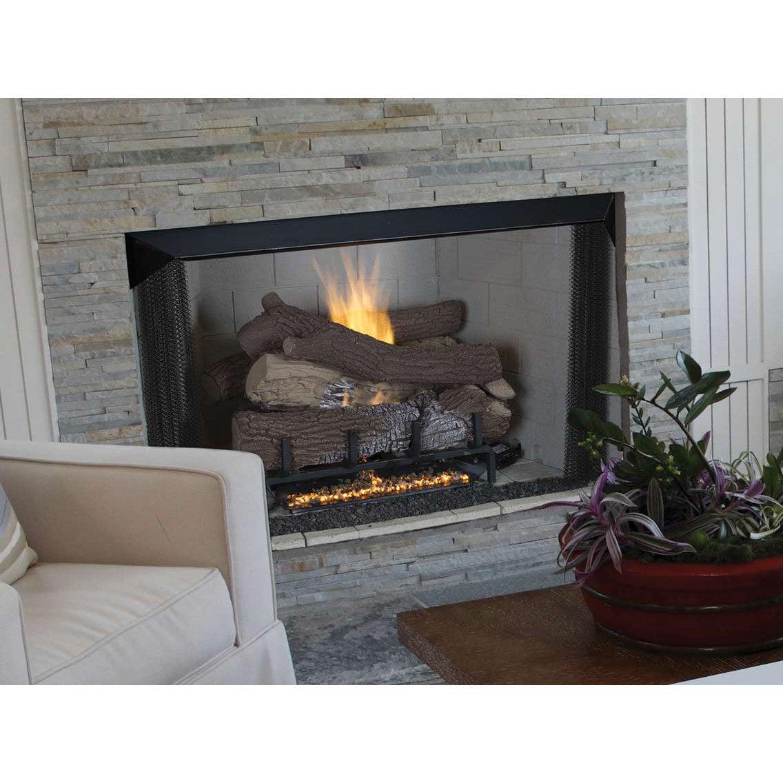 Superior VRT4550 50" Traditional Vent-Free Gas Fireplace With White Herringbone Refractory Panels