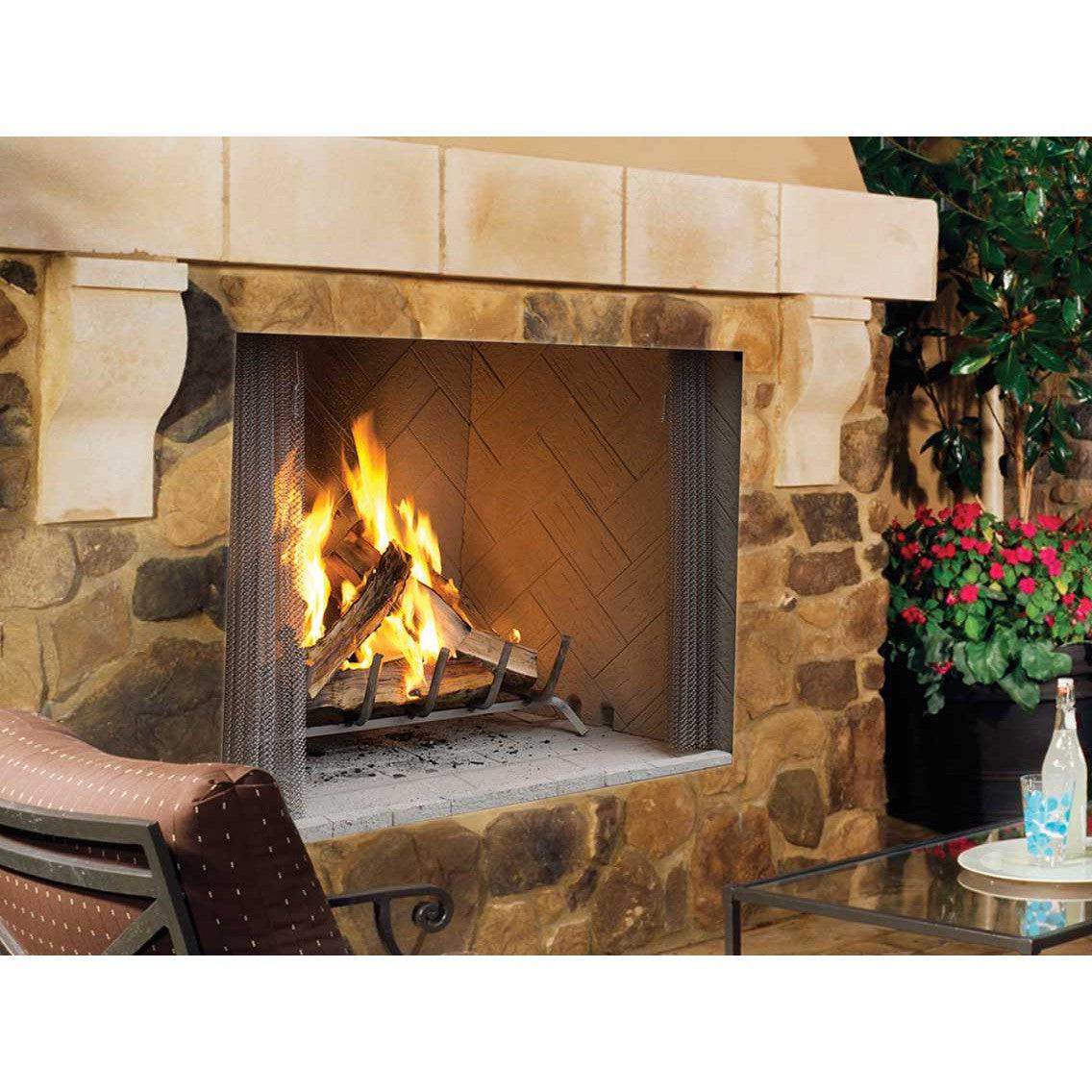 Superior WRE4536 36" Traditional Outdoor Wood Burning Fireplace With White Herringbone Refractory Panels