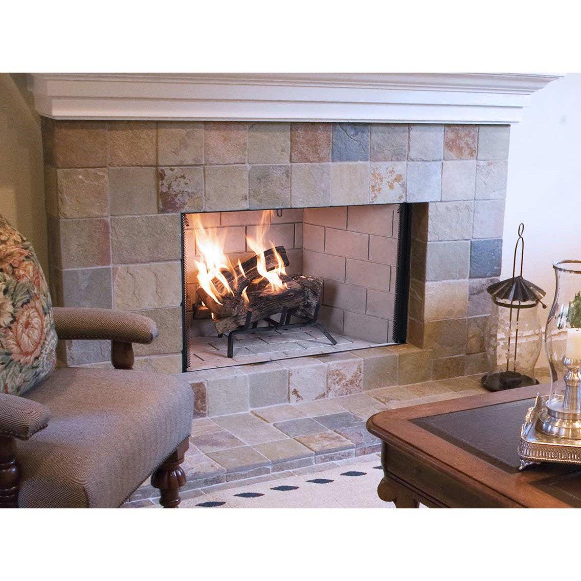 Superior WRT3538 38" Traditional Vent Free Wood Burning Fireplace With Grey Stacked Refractory Panels