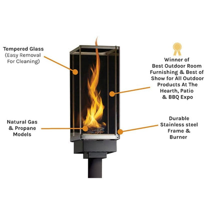 Tempest 20K 18" Black Natural Gas Decorative Outdoor Torch Head with Deck Mount Assembly and Manual Piezo Ignition