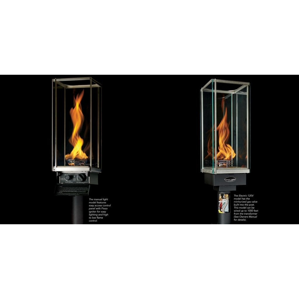 Tempest 20K 18" Black Natural Gas Decorative Outdoor Torch Head With Wall Mount Assembly and Electronic Ignition