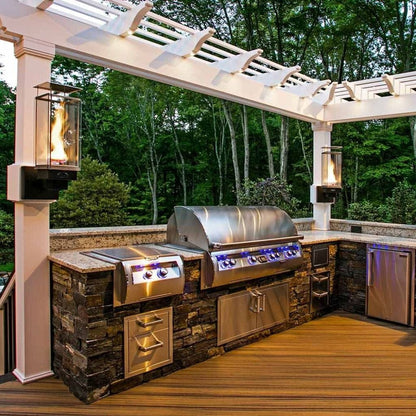 Tempest 20K 18" Black Natural Gas Decorative Outdoor Torch Head With Wall Mount Assembly and Electronic Ignition