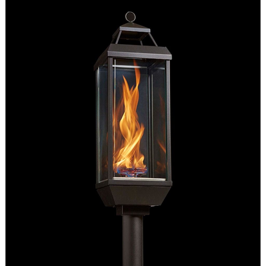Manual Piezo Ignition / Natural Gas Tempest Torch 18" Decorative Outdoor Gas Lantern Head with Deck Mount Assembly