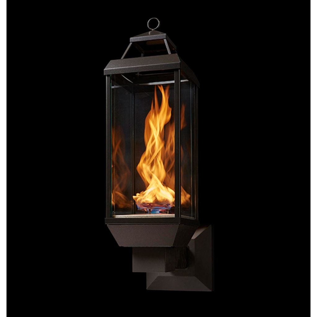 Tempest Torch 20K 18" Black Natural Gas Decorative Outdoor Lantern Head with Wall Mount Assembly and Manual Piezo Ignition