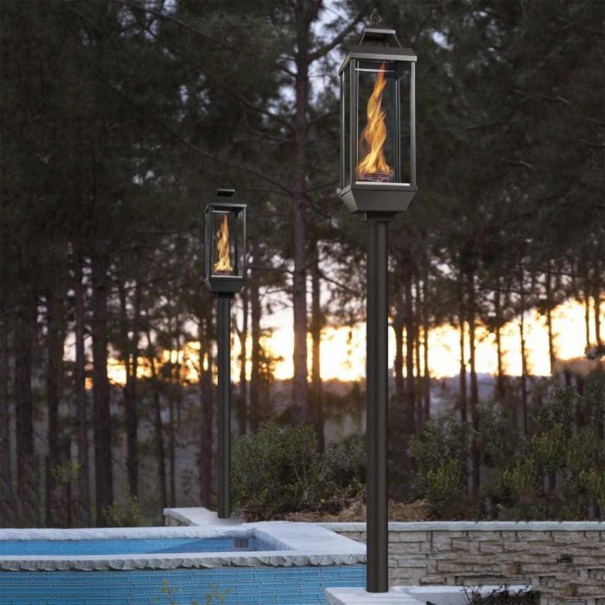 Tempest Torch 20K 18" Black Natural Gas Decorative Outdoor Lantern Head With Manual Piezo Ignition