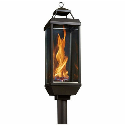 Tempest Torch 20K 18" Black Natural Gas Decorative Outdoor Lantern Head With Pillar Mount Assembly and Electronic Ignition