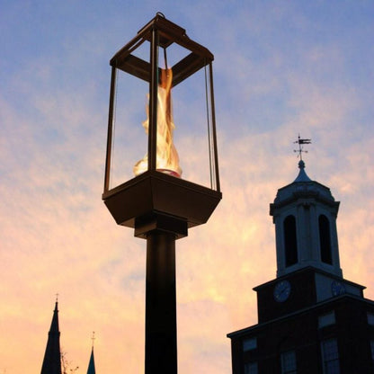 Tempest Torch 20K 18" Black Propane Gas Decorative Outdoor Lantern Head With Pillar Mount Assembly and Electronic Ignition