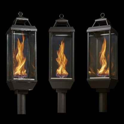 Tempest Torch 20k 18" Black Natural Gas Decorative Outdoor Lantern Head With In-Ground Mount Assembly and Manual Piezo Ignition