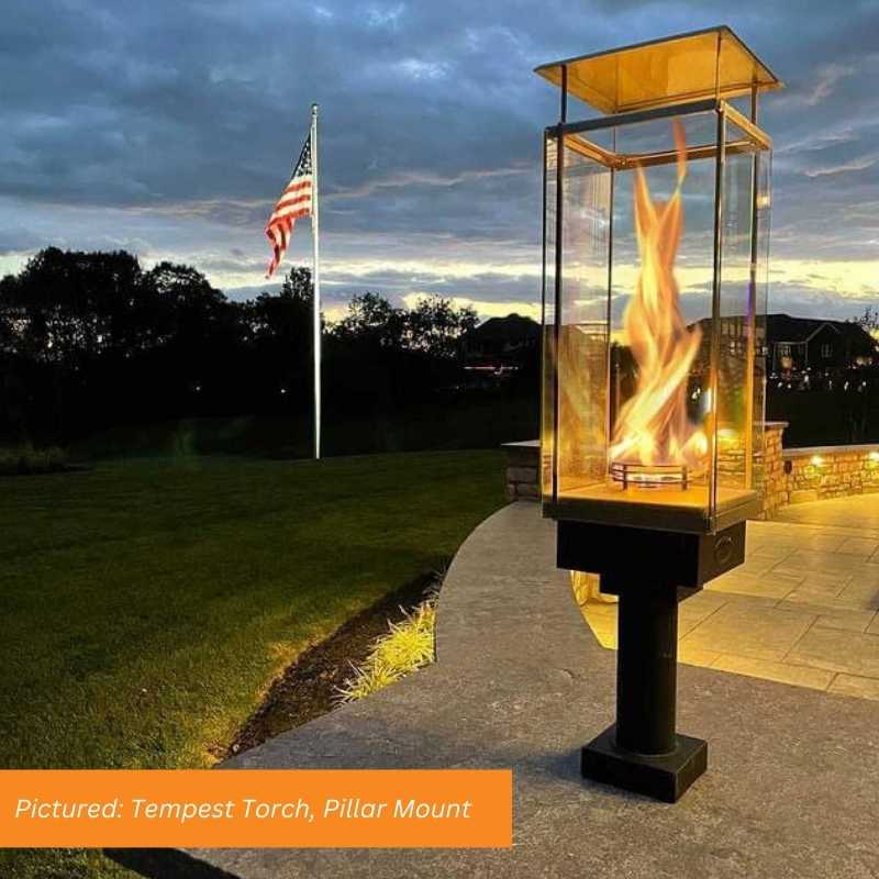 Tempest Torch 50K 33" Black Natural Gas Decorative Outdoor Lantern Head With Deck Mount Assembly