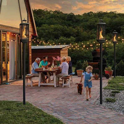 Tempest Torch 50K 33" Black Propane Gas Decorative Outdoor Lantern Head With Pillar Mount Assembly