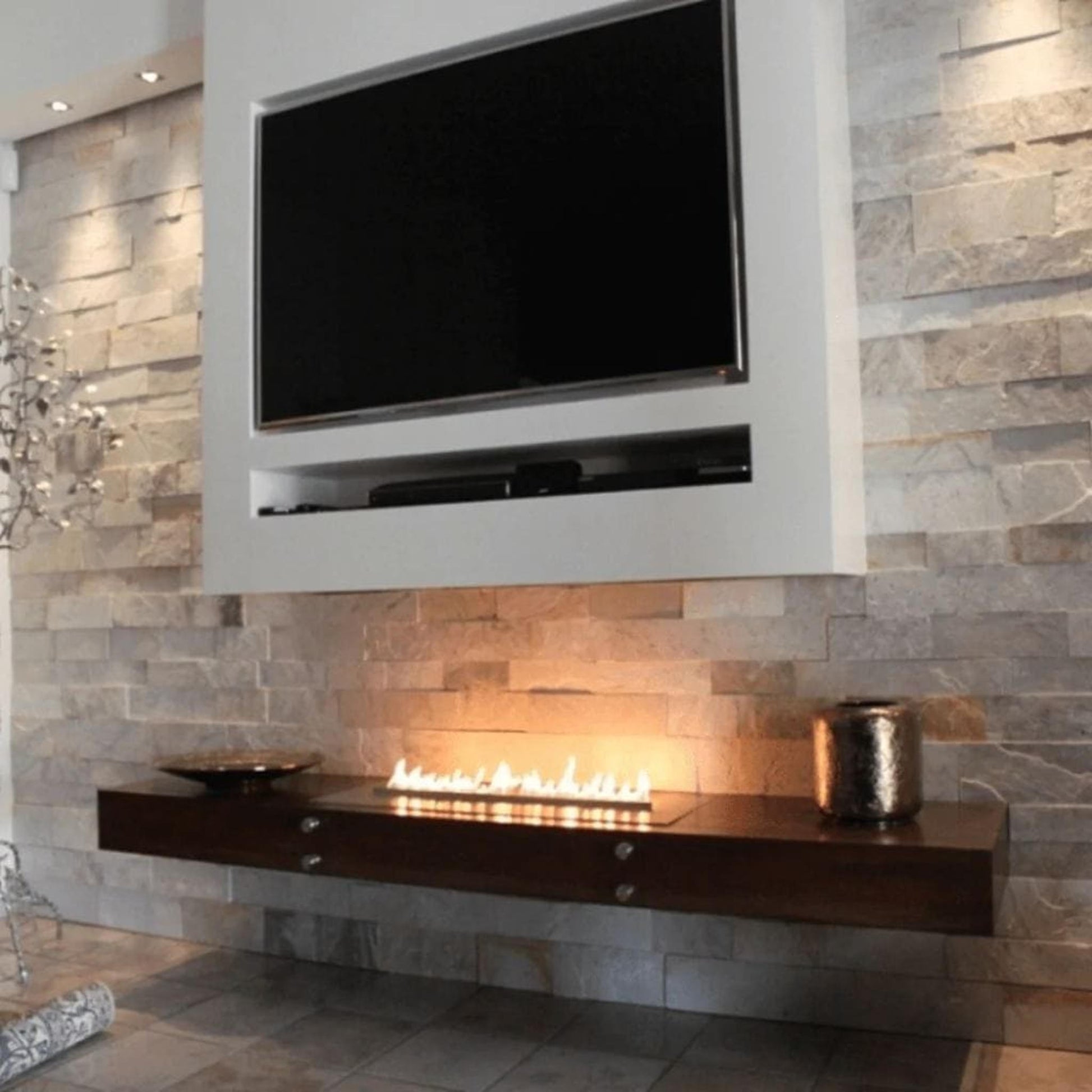 The Bio Flame 48" Black Remote Control Smart Ethanol Burner