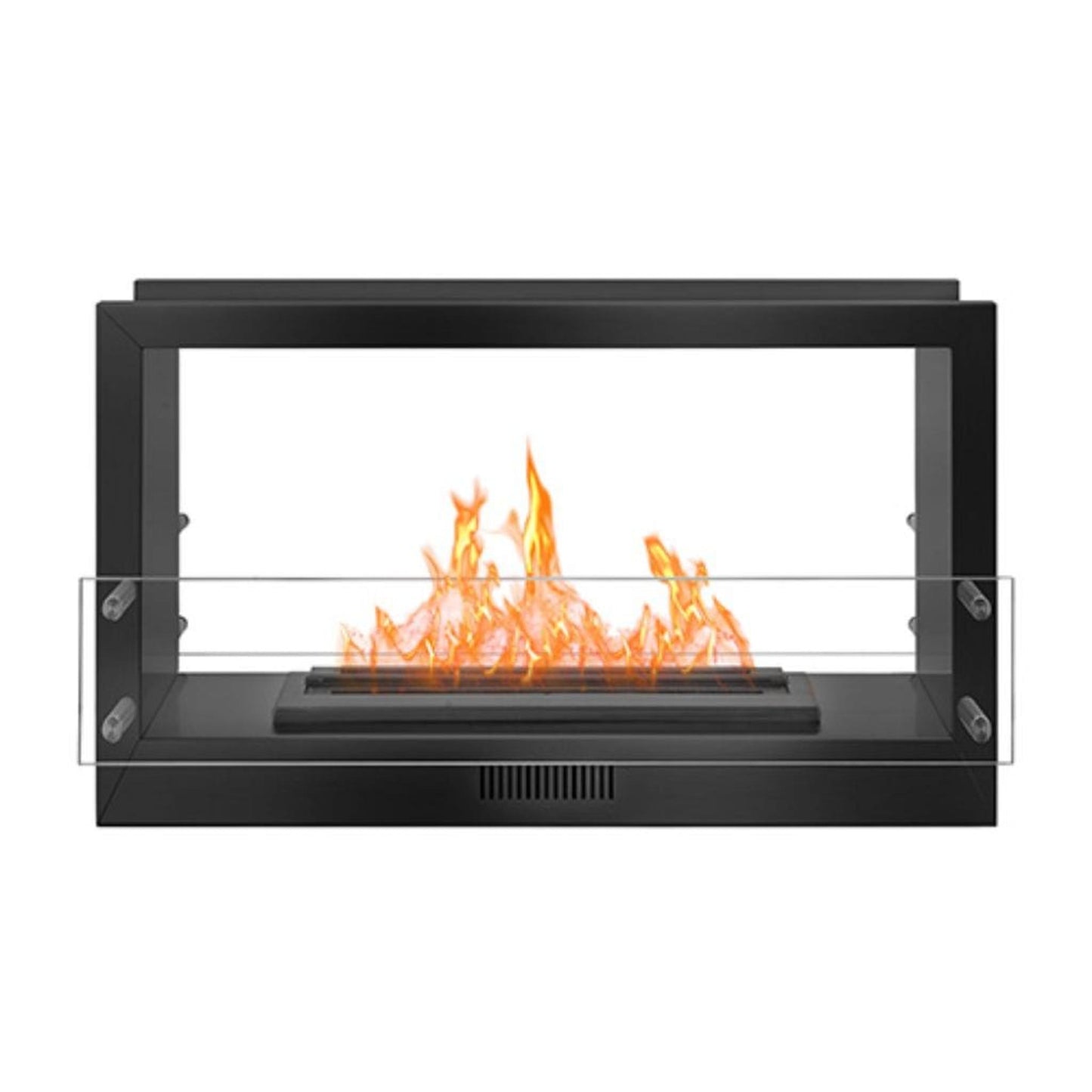 The Bio Flame Firebox 38" Stainless Steel Double Sided Spacer Built-In Ethanol Fireplace With 16" Manual Burner
