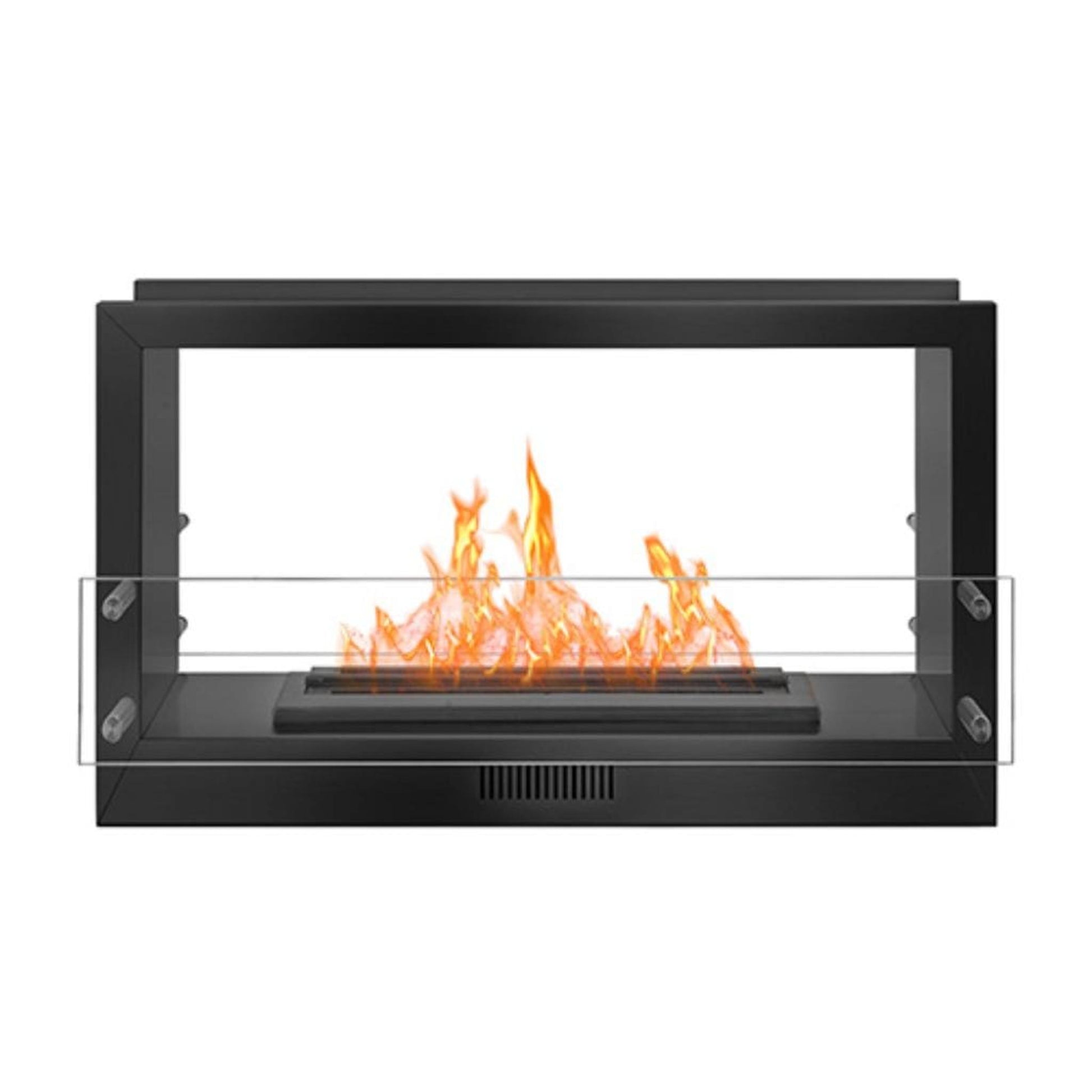 The Bio Flame Firebox 38" Stainless Steel Double Sided Spacer Built-In Ethanol Fireplace With 16" Manual Burner