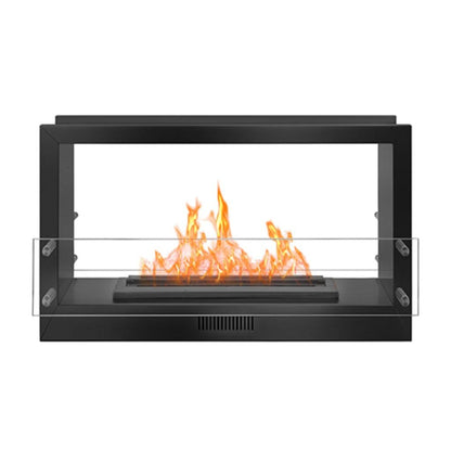 The Bio Flame Firebox 38" Stainless Steel Double Sided Spacer Built-In Ethanol Fireplace With 16" Manual Burner