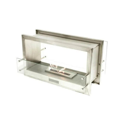 The Bio Flame Firebox 38" Stainless Steel Double Sided Spacer Built-In Ethanol Fireplace With 16" Manual Burner