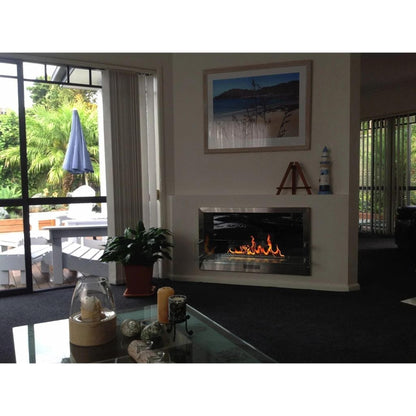 The Bio Flame Firebox 38" Stainless Steel Double Sided Spacer Built-In Ethanol Fireplace With 16" Manual Burner